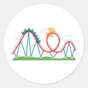Roller Coaster Classic Round Sticker