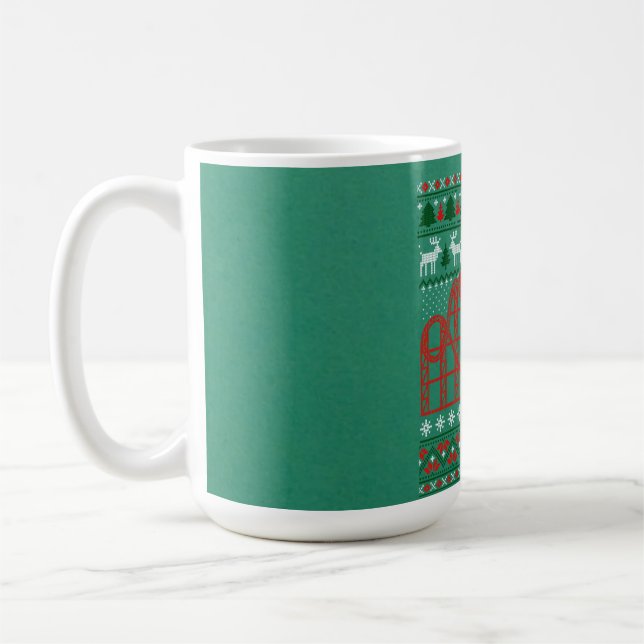 Roller Coaster Scene Ugly Christmas Sweater Coffee Mug (Left)