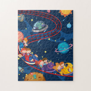 Roller Coaster Space Adventure Galaxy Aliens Jigsaw Puzzle