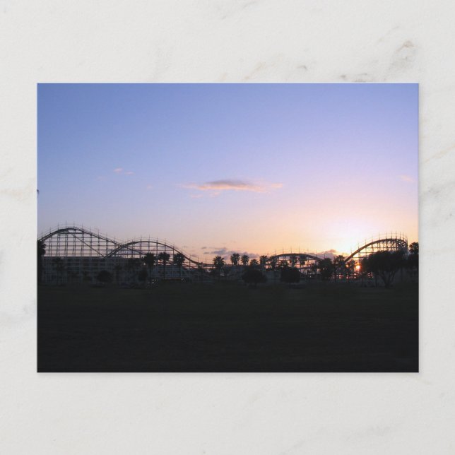 Roller Coaster Sunset Evening Postcard (Front)