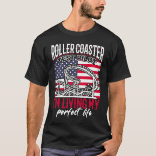 Roller Coaster Test Pilot Vintage USA Flagg Amusem T-Shirt