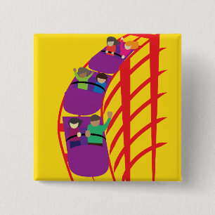 Roller Coaster Upclose 2 Inch Square Button