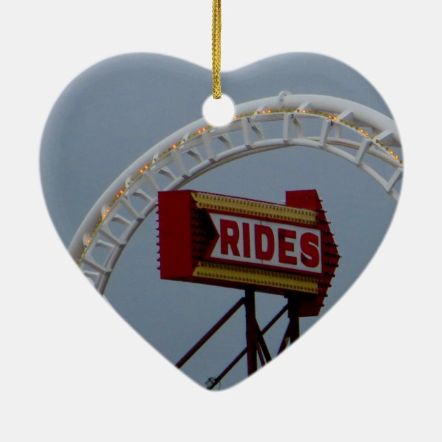 Roller coasters and rides ceramic ornament (Back)