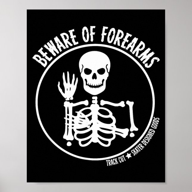 Roller Derby Beware of Forearms Halloween Skeleton Poster (Front)