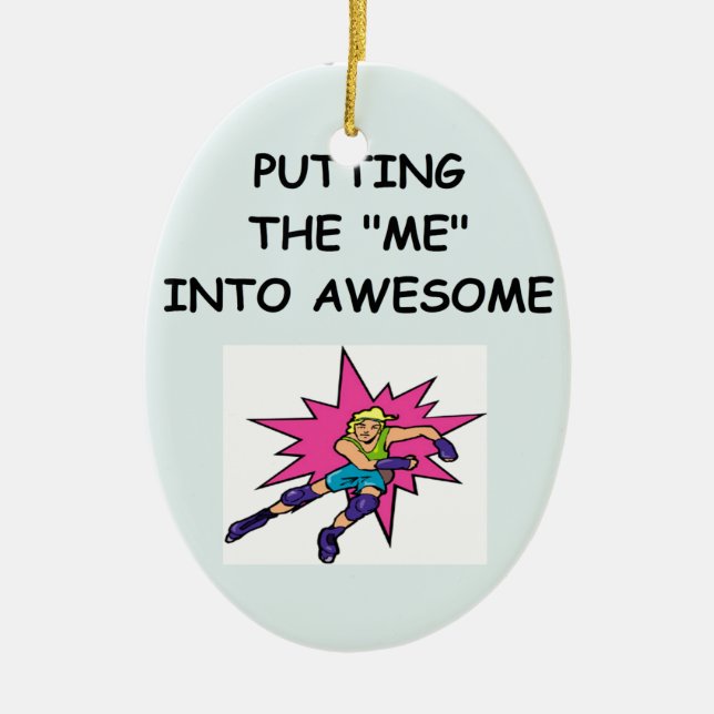 roller derby ceramic ornament (Front)
