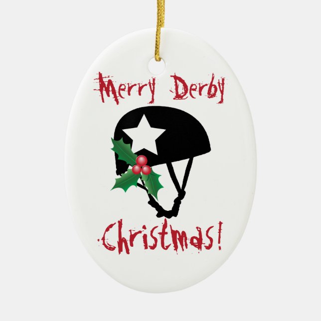 Roller Derby Christmas, Roller Skating Ceramic Ornament (Front)