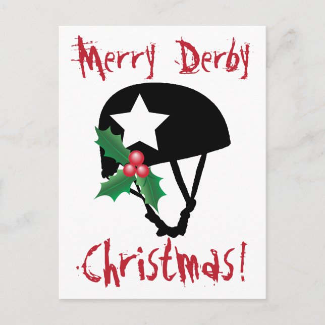 Roller Derby Christmas, Roller Skating Holiday Postcard (Front)