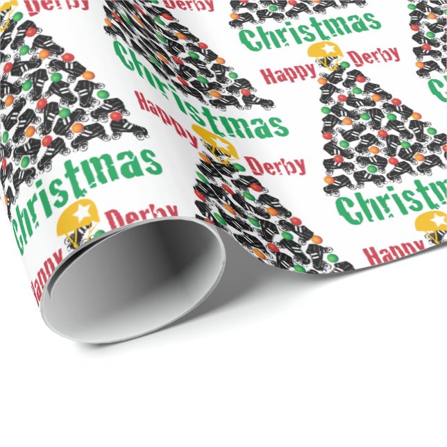 Roller Derby Christmas, Roller Skating Wrapping Paper (Roll Corner)
