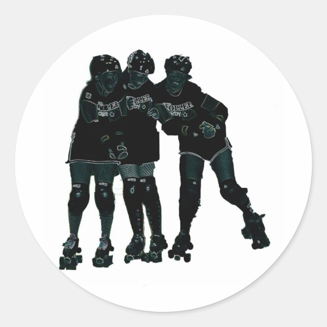 Roller Derby Girls Classic Round Sticker (Front)