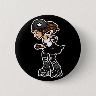 Roller Derby Jammer black and white 2 Inch Round Button