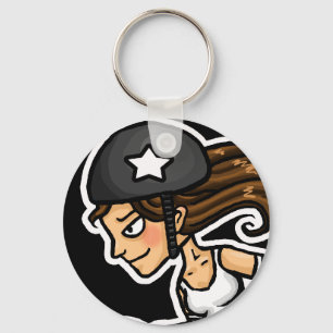 Roller Derby Jammer black and white Keychain