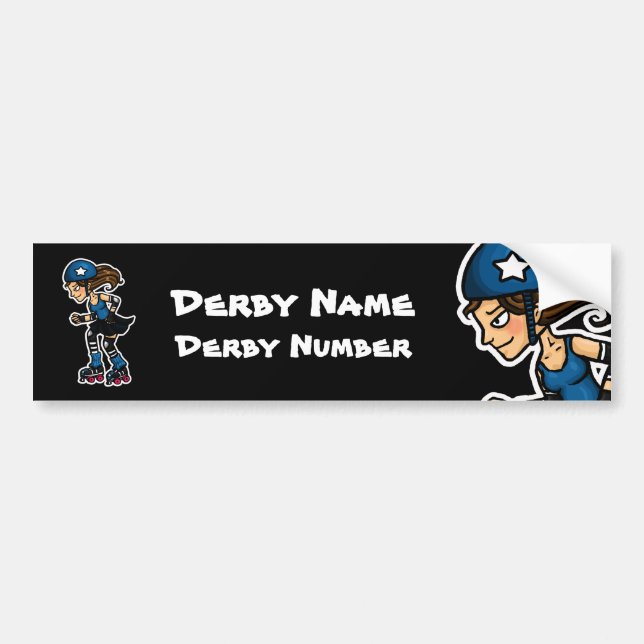 Roller Derby Jammer Customizable Bumper Sticker (Front)