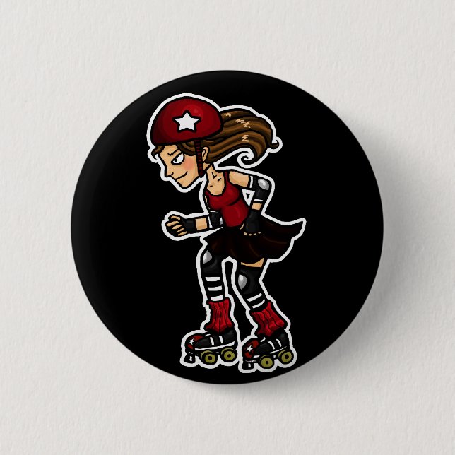 Roller Derby Jammer red 2 Inch Round Button (Front)