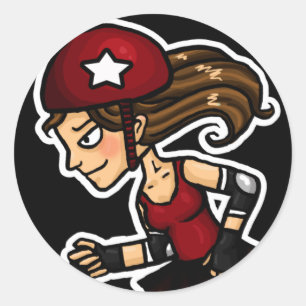 Roller Derby Jammer red Classic Round Sticker