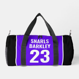 Roller Derby Logo Purple Black Team Name Uniform Duffle Bag