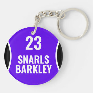 Roller Derby Logo Purple Black Team Name Uniform Keychain