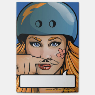 Roller Derby Mustache Girl Comic Book post-its Post-it Notes