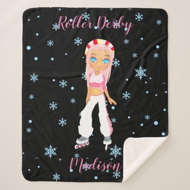 Roller Derby Personalized Sherpa Blanket (Front)