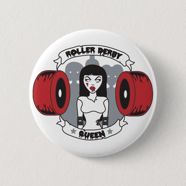 Roller Derby Queen 2 Inch Round Button (Front)