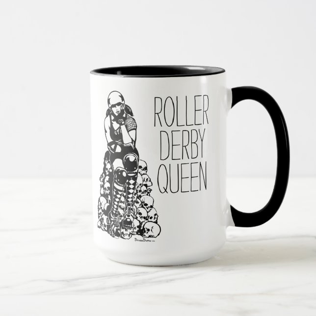 Roller Derby Queen Black Handle Coffee Mug (Right)