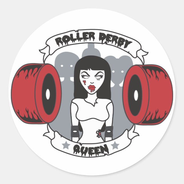 Roller Derby Queen Classic Round Sticker (Front)