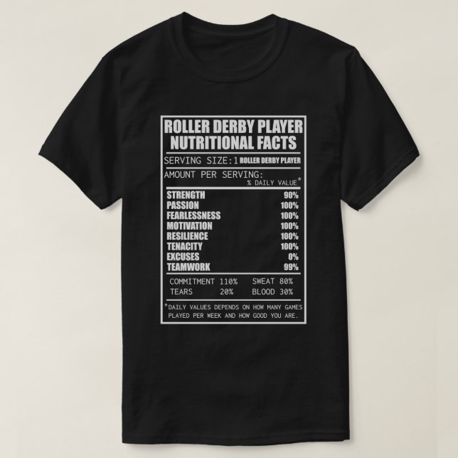 Roller Derby Shirts Roller Nutritional Facts Vinta (Design Front)