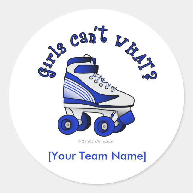 Roller Derby Skate - Blue Classic Round Sticker (Front)