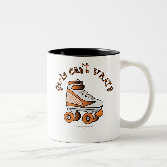 Roller Derby Skate - Orange Two-Tone Coffee Mug (Right)