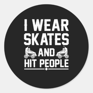 Roller Derby Skater Wear Skates Hit People Classic Round Sticker