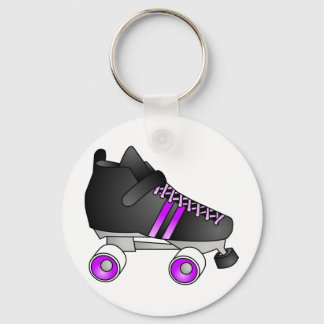 Roller Derby Skates Black and Purple Keychain