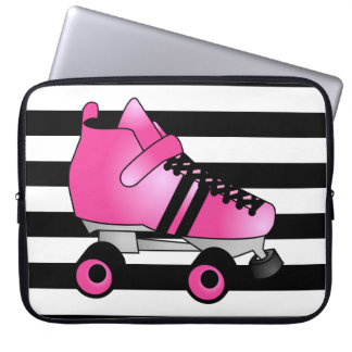 Roller Derby Skates Pink and Black Laptop Sleeve