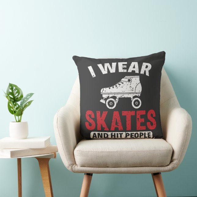 Roller Derby Skating Skate Skater Throw Pillow (Chair)