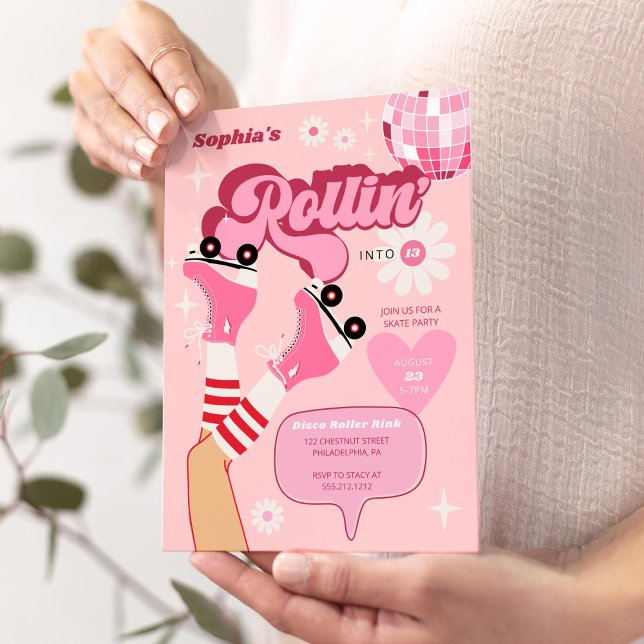 Roller Disco Birthday Party Roller Skate Invitation (Creator Uploaded)