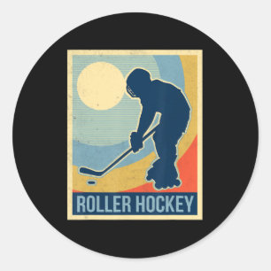Roller hockey vintage classic round sticker