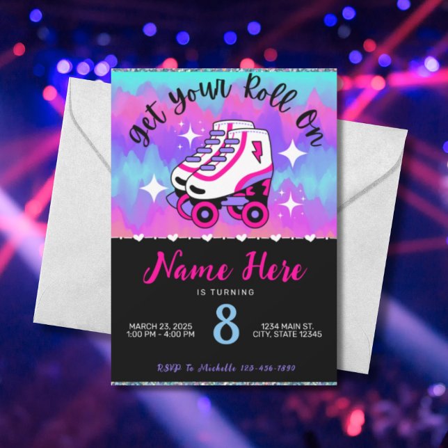 Roller Rink Skating Birthday Party Invitation (Creator Uploaded)