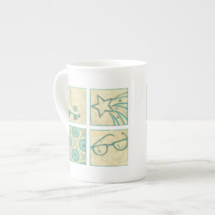 Roller Rink Woodblock Drawing by Chariklia Zarris Bone China Mug