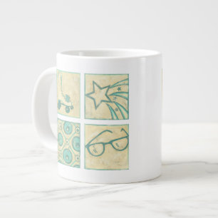 Roller Rink Woodblock Drawing by Chariklia Zarris Large Coffee Mug