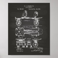 Roller Skate 1879 Patent Art Chalkboard