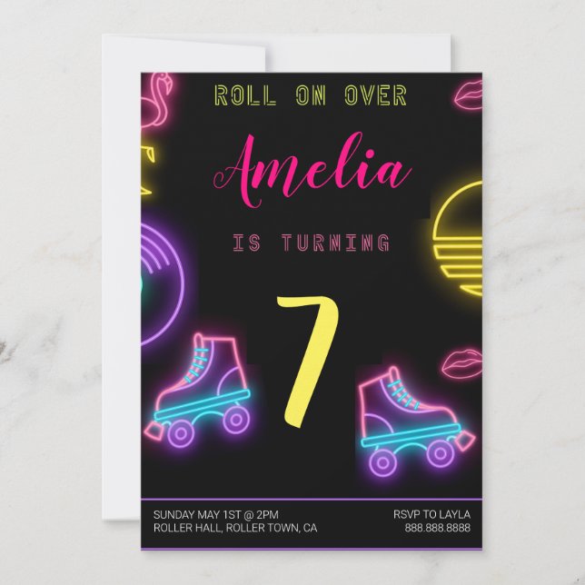 Roller Skate Birthday Invitation (Front)