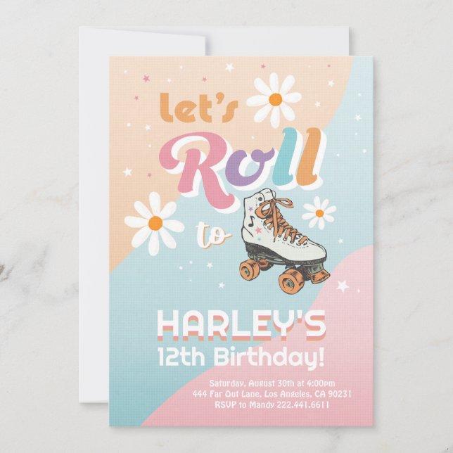 Roller Skate Birthday Invitation Roller Disco (Front)