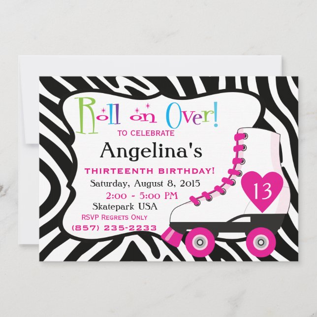 Roller Skate Birthday Party Invitation (Front)