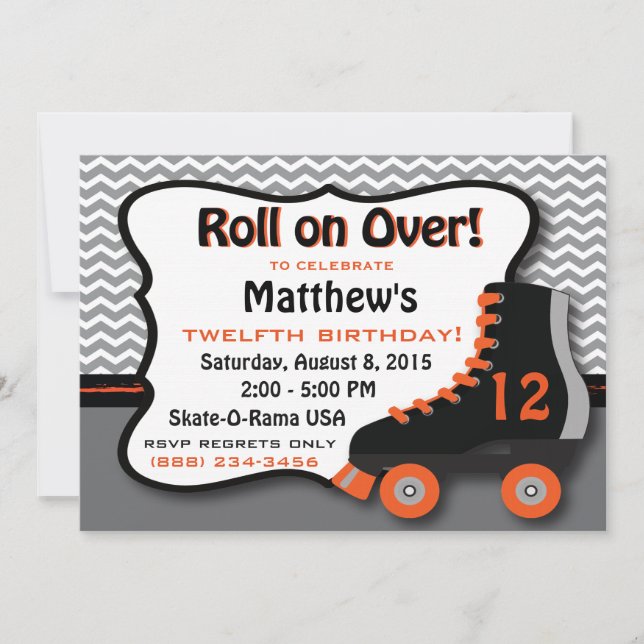 Roller Skate Birthday Party Invitation (Front)
