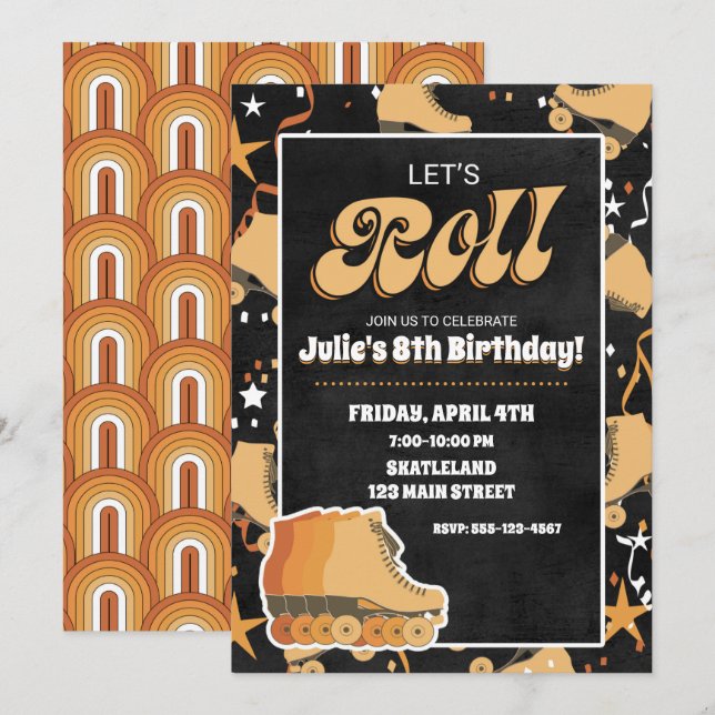 Roller Skate Birthday Party Invitations (Front/Back)
