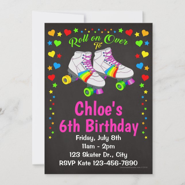 Roller Skate Birthday Party Invitations (Front)