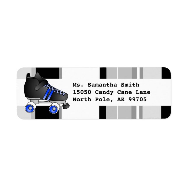 Roller Skate Black and Blue Return Address Label (Front)