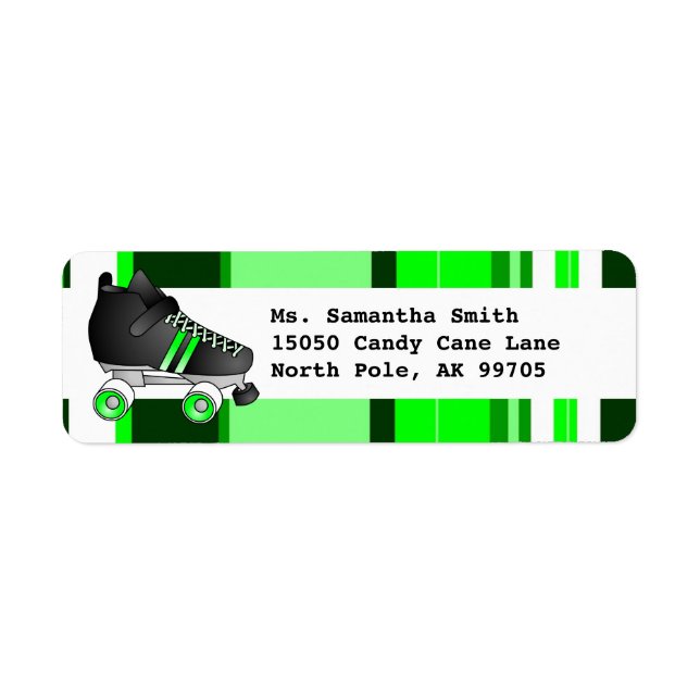 Roller Skate Black and Green Return Address Label (Front)