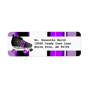 Roller Skate Black and Purple Return Address Label