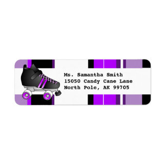 Roller Skate Black and Purple Return Address Label