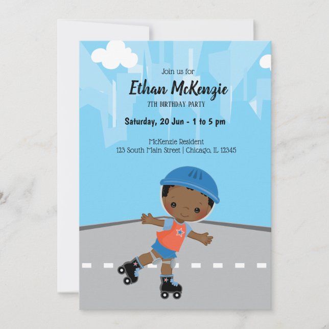 Roller Skate boy Invitation (Front)