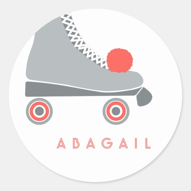 Roller Skate - Coral Classic Round Sticker (Front)
